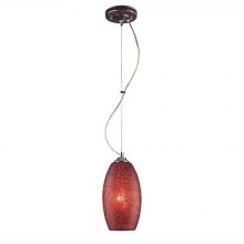 ELK Home 1304-1RDC - Bellisimo Collection 1-Light Pendant In Satin Silver With A Red Crackled Glass
