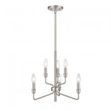  81528/3+3 - Saginaw 18'' Wide 6-Light Chandelier - Satin Nickel